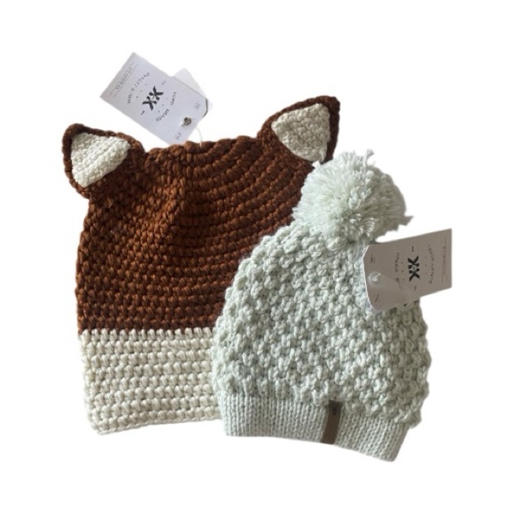 NWT-KROCHET KIDS-TWO KNIT BEANIES